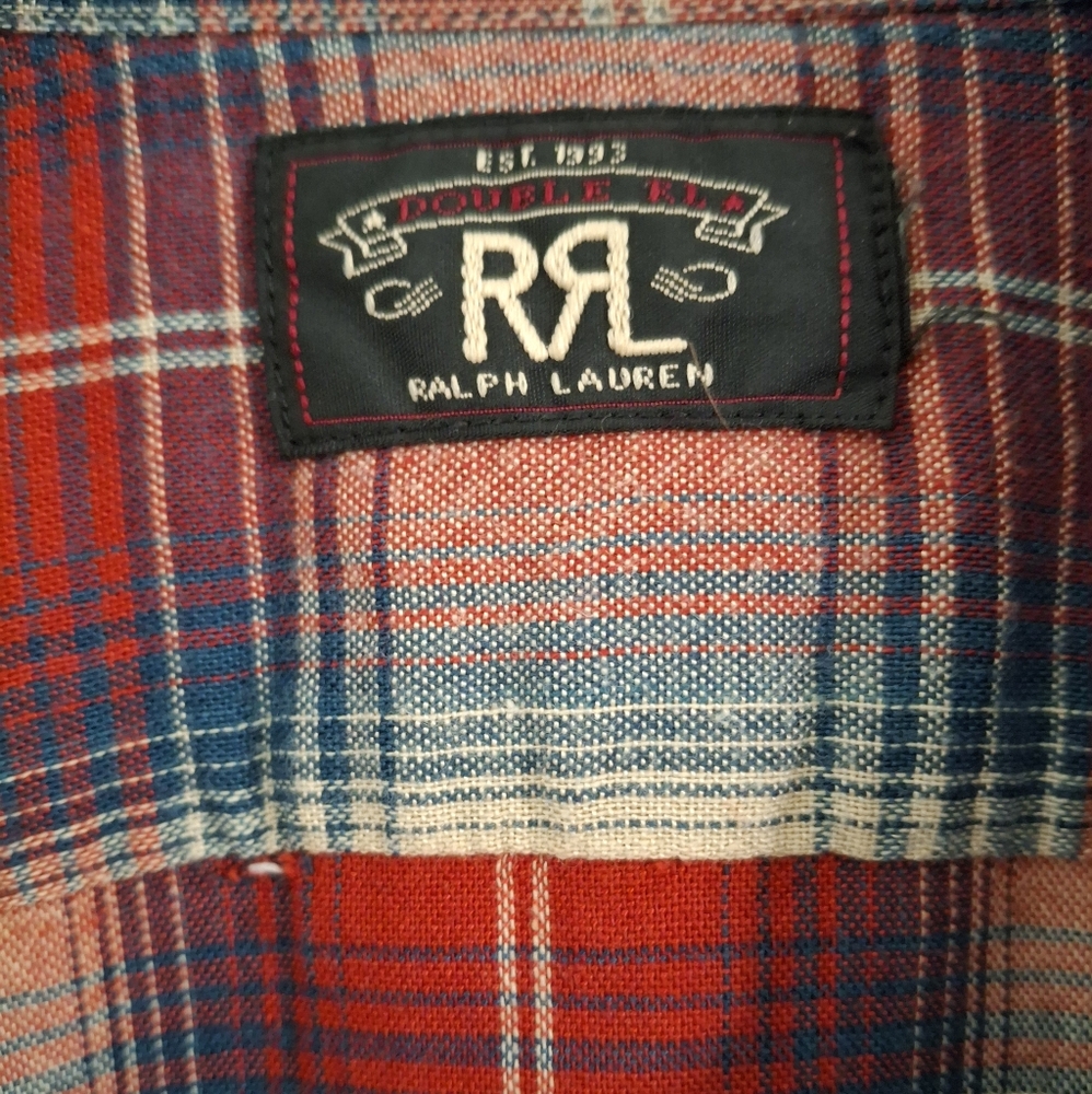 Ralph Lauren  RRL RUBY CHECK-PRINT SHIRT IN ROT - Picture 5 of 12